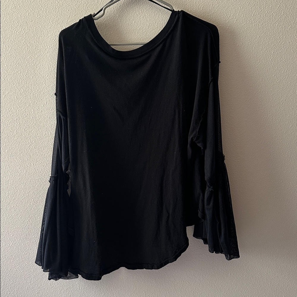 Free People Black Still Have It Top Shirt Knit Bell Whimsigoth size small - Picture 8 of 9